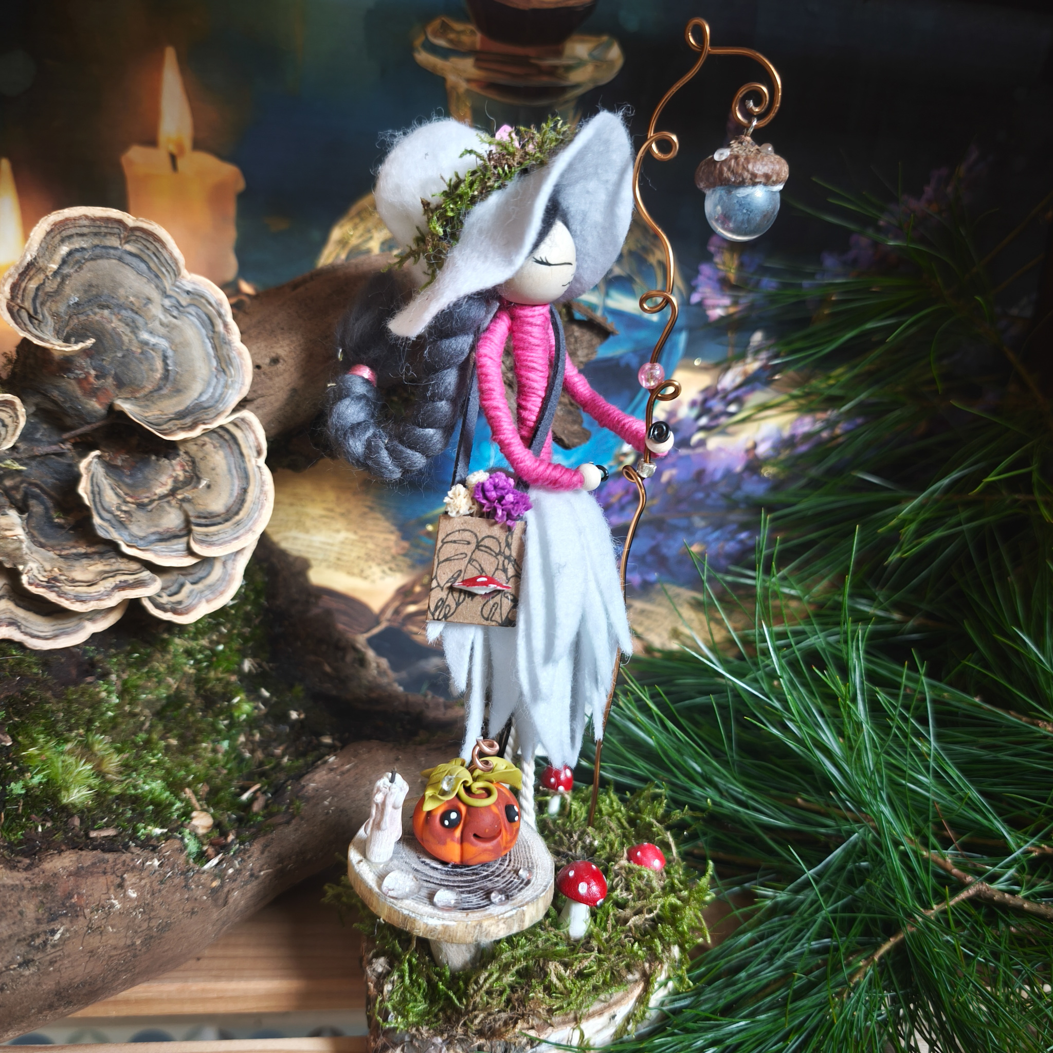 sorcière artisanale à la lanterne