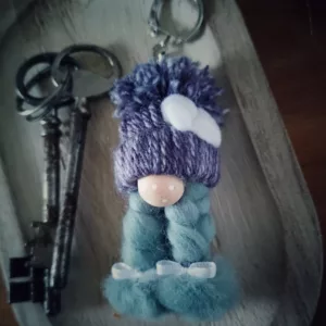 Porte-clé Gnominette (gris et  vert)