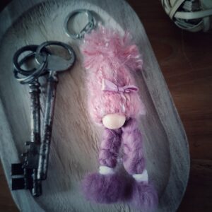 Porte-clé Gnominette rose et parme