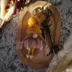 porte clé gnome jaune