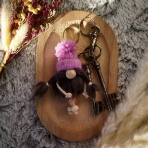 porte-clé gnome rose
