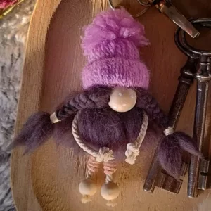porte-clé gnome rose
