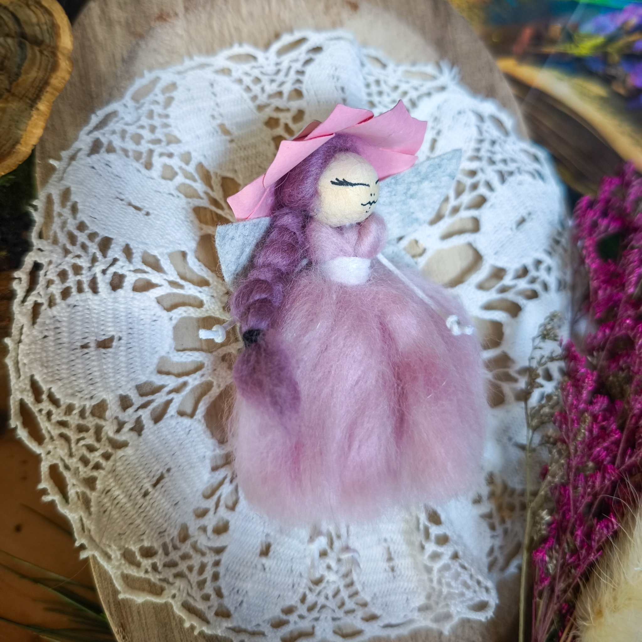 magnet fée artisanal rose